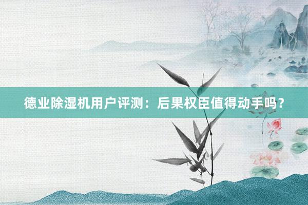 德业除湿机用户评测：后果权臣值得动手吗？